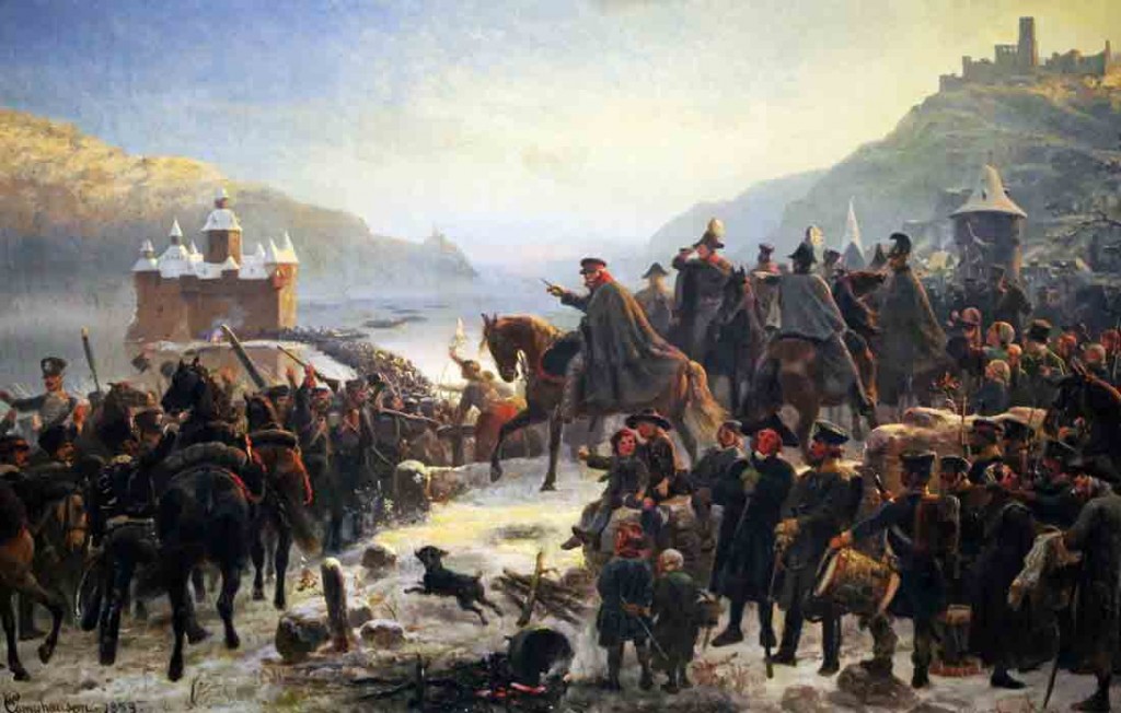 Gemälde der „Rheinüberquerung“ von Wilhelm Camphausen (1818-1885)